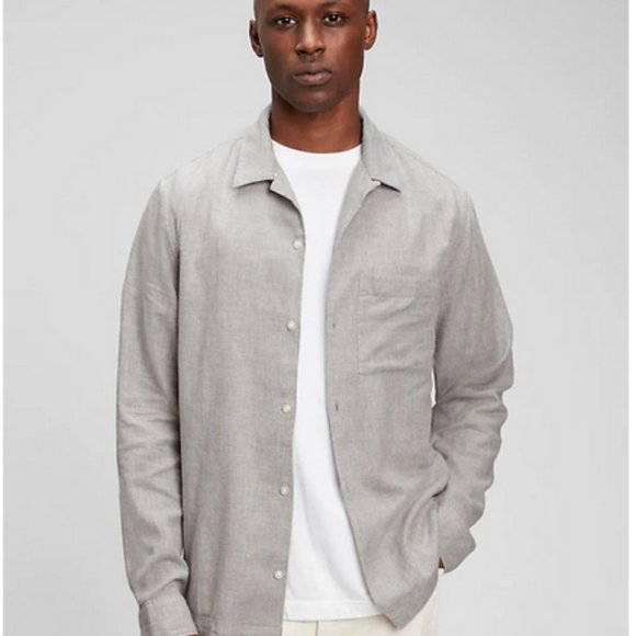 Gap NWT Standard Fit Gray Brushed Button Down Shirt Size Medium - Picture 2 of 9